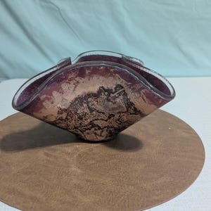 Jones Glassworks Decorative Wave Glass Bowl – Hand‑Blown Art Glass, Signed (2003)