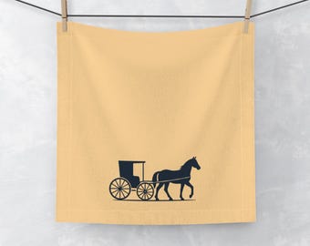 Toalla facial con diseño de carruaje y caballo Amish / Toalla de mano con diseño de carruaje de caballos