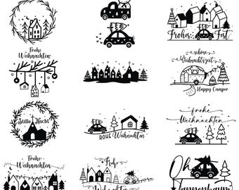 Christmas Camper Quote Bundle | Cozy Winter Clipart | Holiday Car & Cabin Designs | Cut Files for Cricut  Silhouette