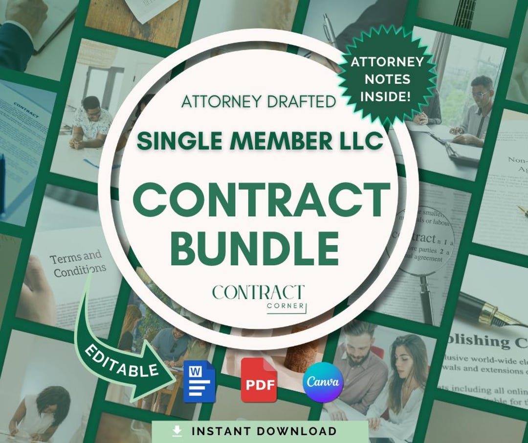 Single Member LLC Contract Bundle, Attorney-drafted Legal Starter Kit ...