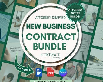 New Business Contract Bundle, Attorney-Drafted Contract Kit for LLCs and Corporations, Editable Templates in Canva & Word, Printable, PDF