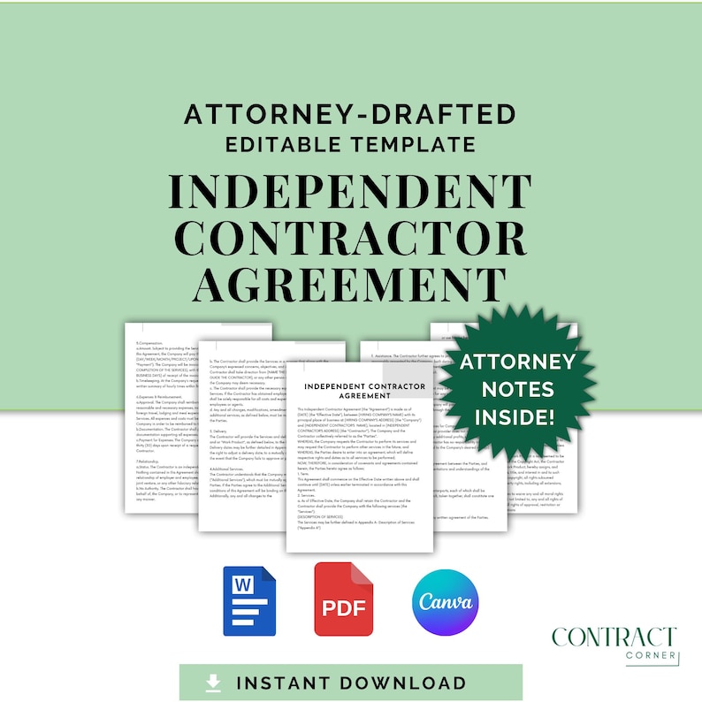 Visual Reference: Independent Contractor Agreement Attorney Drafted Contract For