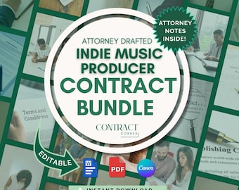 Indie Music Producer Contract Bundle, Attorney-Drafted Contract Kit for Beat Makers, Editable Templates in Canva and Word, Instant Download