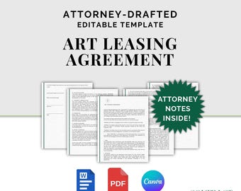 Art Leasing Agreement, Attorney-Drafted Contract for Renting Artwork, Template Editable in Canva and Word, Instant Download, Printable, PDF