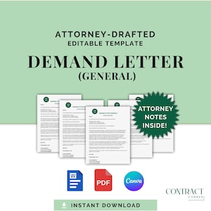 Lettre de demande (Demande générale) | Rédigé par un avocat | Lettre de paiement | Lettre de relance modifiable | Mise en demeure pour impayé