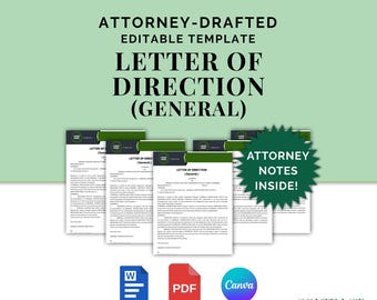 Letter of Direction (General), Attorney-Drafted Payment Instruction Letter for Business and Personal Use, Editable Template in Canva & Word