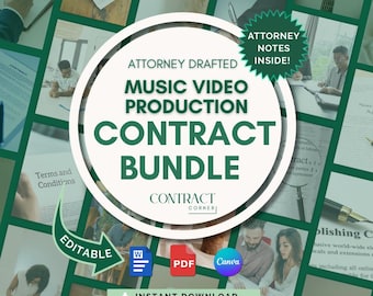 Music Video Production Contract Bundle, Attorney-Drafted Contract Kit for Visual Media Production Studio, Editable Templates in Canva & Word