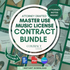 Master Use Music License Contract Bundle | Licensing Agreements for Film and TV,  Commercials and Video Games | Word | PDF | Canva