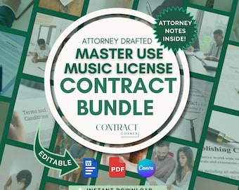 Master Use Music License Contract Bundle, Attorney-Drafted Contracts for Business to Use Song in Film & TV,  Commercial and Video Game