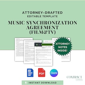 Musik-Synchronisations-Lizenzvertrag für Film & Fernsehen | Rechtskräftiger Musiknutzungsvertrag | Musik-Synchronisation | Komposition Nutzungsvertrag | PDF | Leinwand