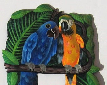 ROCKERS SWITCHPLATE COVERS, 3 Sizes, Painted Metal Macaw Parrots - Tropical Light Switchplate Covers, Metal Switch Plate, Sr-1108