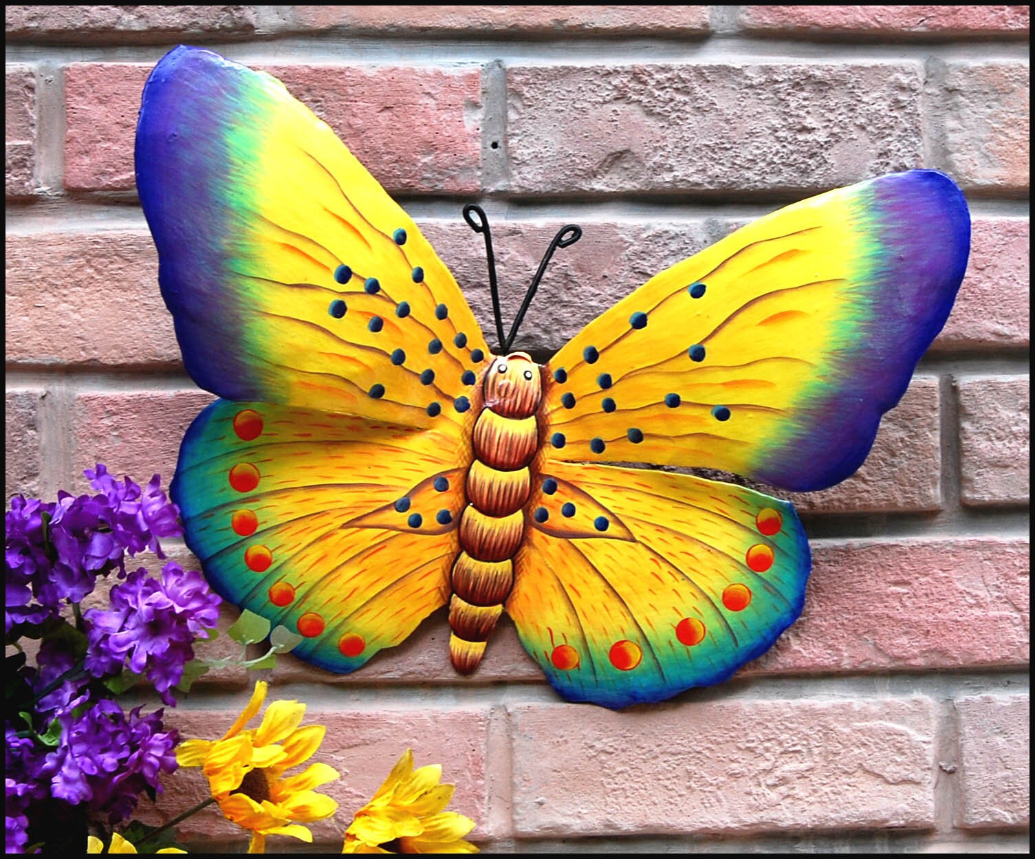 Trio de mariposas decorativa de arte, naturaleza inspirado pared de metal ,  colgar en interiores o al aire libre