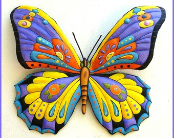 PAINTED BUTTERFLY ART, Choice of 5 Colors, 2 Sizes, Metal Wall Hanging, Metal Wall Art, Garden Decor, Garden Art, Patio Decor, J-903