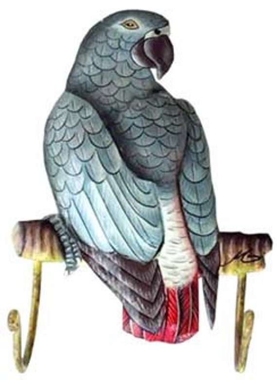 african grey parot wall hanging key rack bird