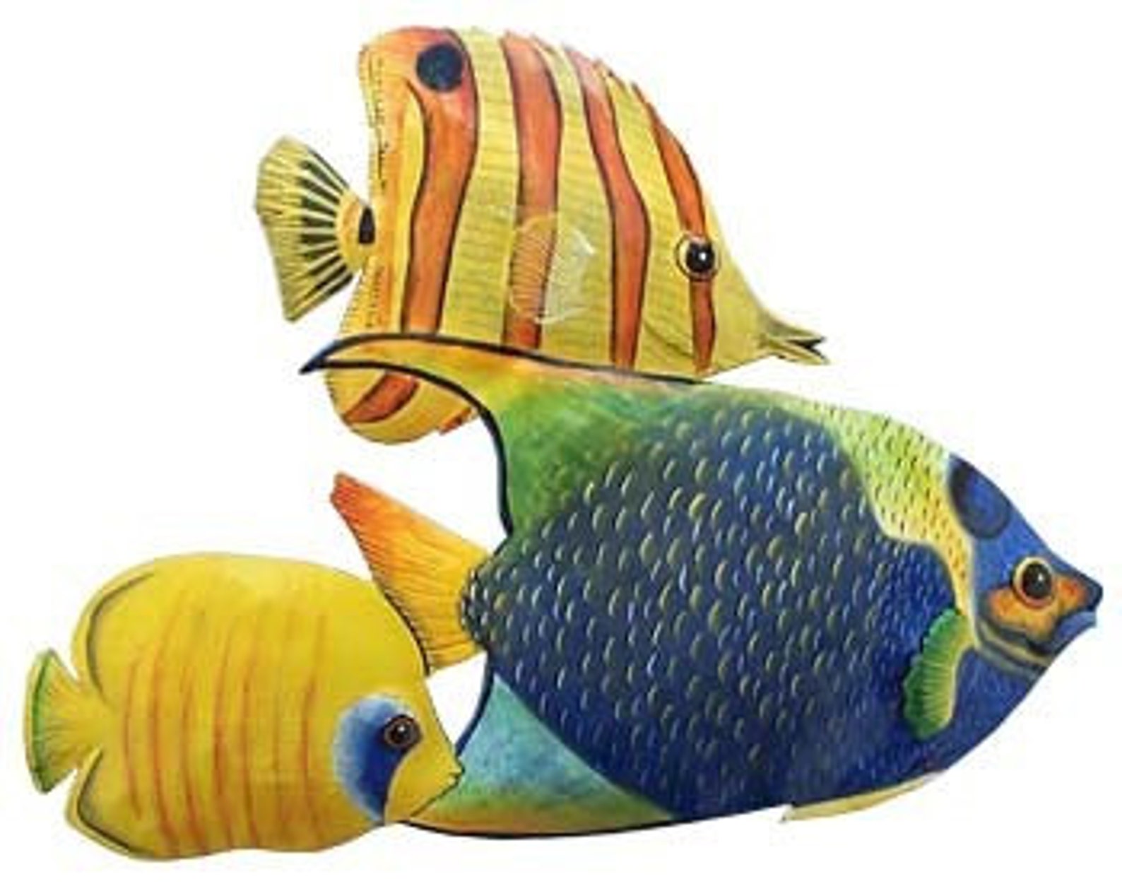 TROPICAL FISH Metal Wall Art Hand Painted Metal Wall Etsy