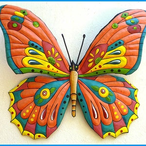 BUTTERFLY METAL ART, Butterfly Art, Painted Metal Wall Hanging, Outdoor Metal Art , Garden Decor, Garden Art, Metal Wall Art - J-903