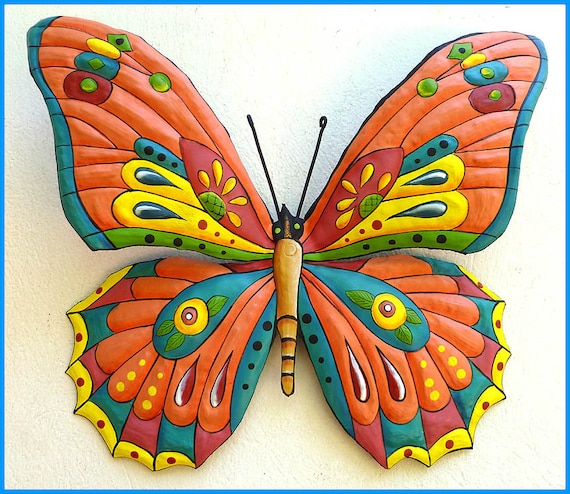 Erfly Metal Art Painted Wall Erfly Metal Art Painted, Metal Garden Wall Art Animals