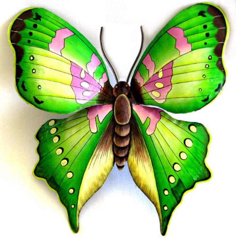 BUTTERFLY Metal Wall Decor Hand Painted Metal Art Butterfly Etsy