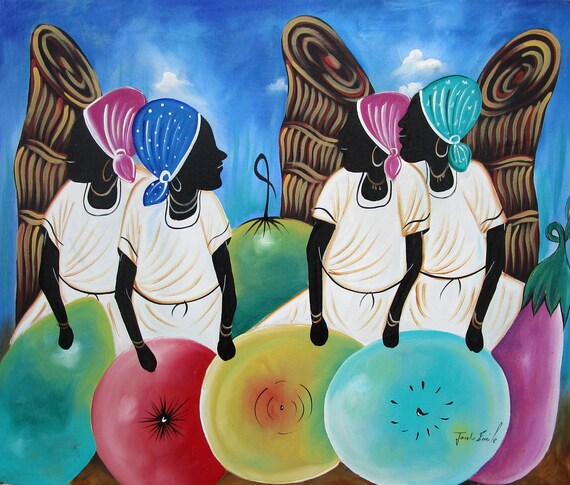 On Sale Art of Haiti Canvas Painting Haitian Painting Haitian Art Original Painting Canvas Wall Art Canvas Art 20 x 24