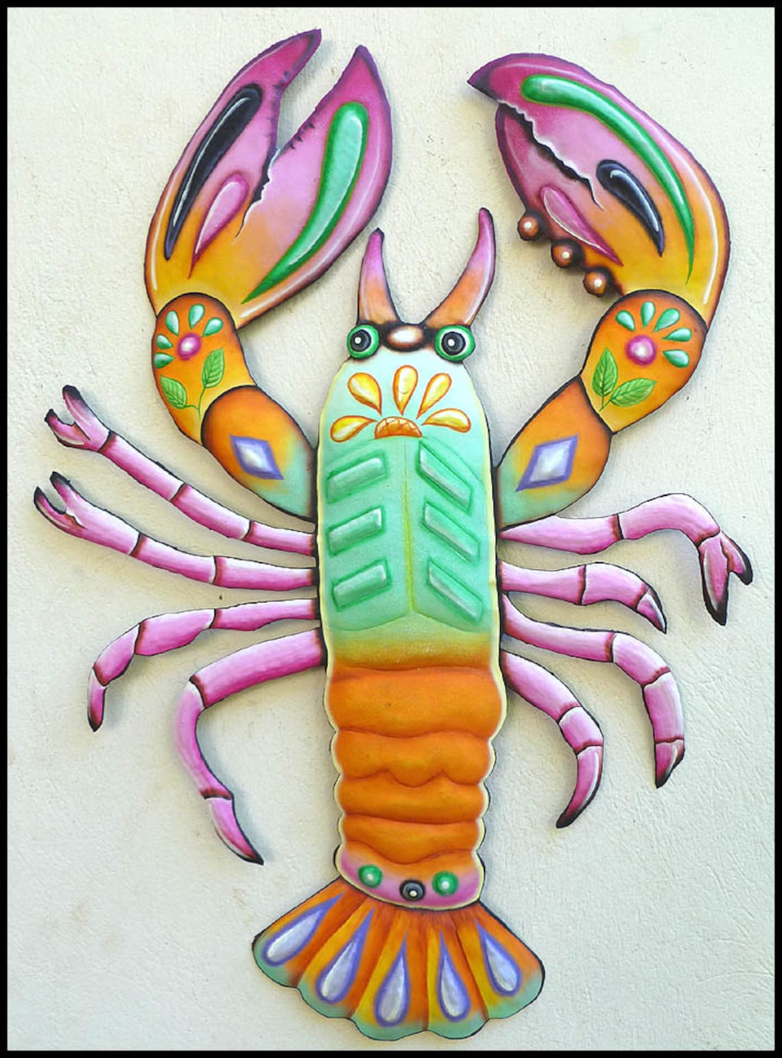 Painted Metal Lobster Wall Hanging Metal Art Metal Wall Art Etsy