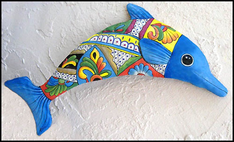 Colorful Metal Dolphin Wall Art