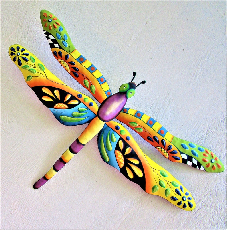 DRAGONFLY Metal Art Painted Metal Dragonfly Wall Hanging Etsy