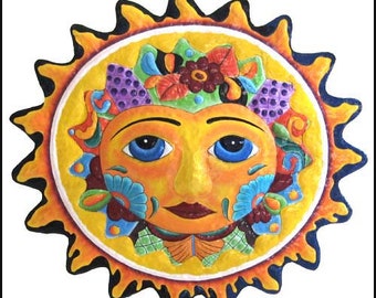 METAL SUN, 3 Color Choices, Hand Painted Metal Art, Sun Wall Hanging, Recycled Steel Drum, Haitian Art, Outdoor Garden Art, M-100