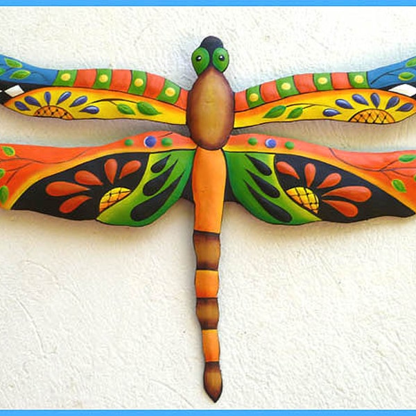 DRAGONFLY, Metal Art, 3 Color Choices, Painted Metal Dragonfly Wall Hanging, Tropical Wall Decor, Outdoor Garden Decor - Outdoor Art, J-935