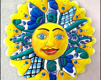 METAL SUN ART, Metal Wall Hanging, Painted Metal Sun, Sun Wall Decor, Outdoor Metal Wall Art, Garden Decor, Garden Art, M-102-Yl