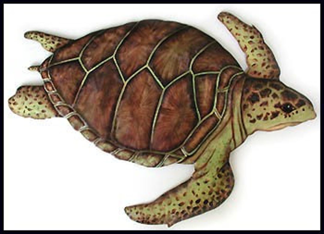LOGGERHEAD TURTLE, Metal Wall Hanging, Outdoor Garden Decor, Metal Art