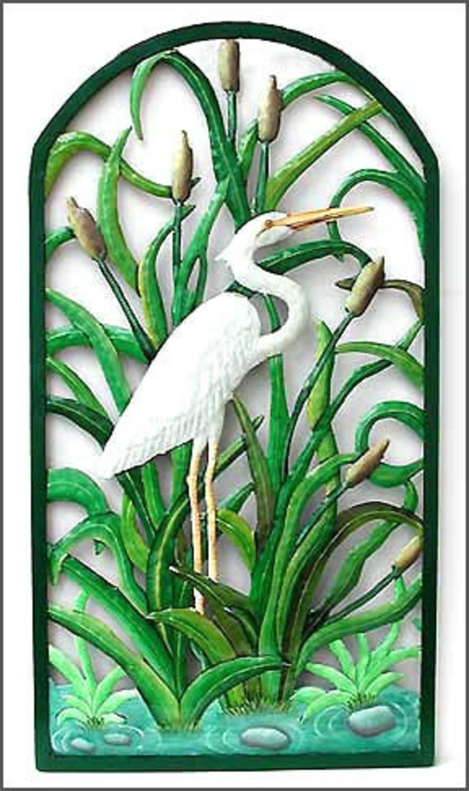 White Egret Wall Art Painted Metal Tropical Wall Decor Etsy