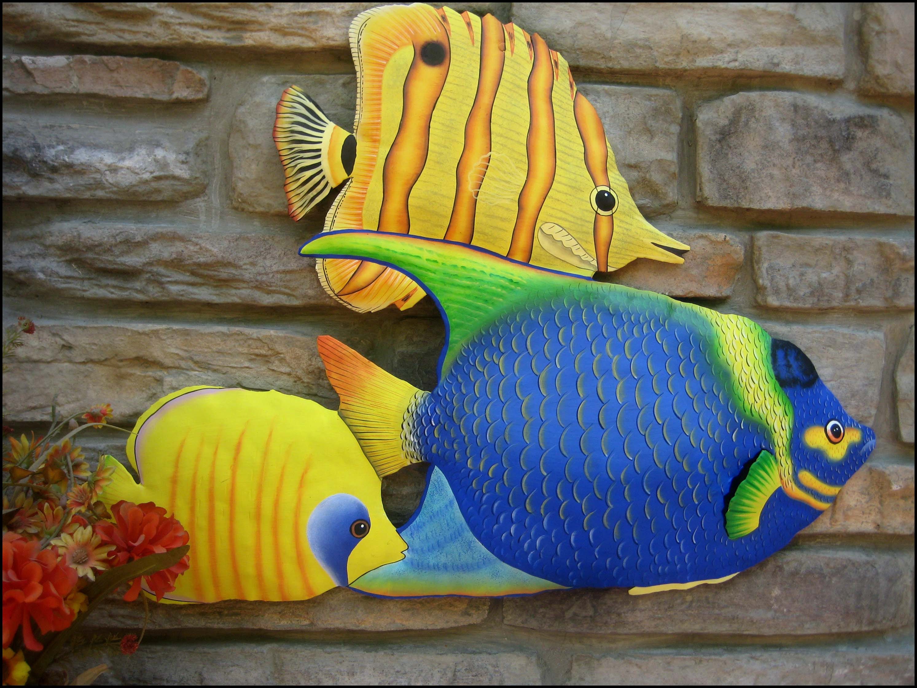 TROPICAL FISH Metal Wall Art Hand Painted Metal Wall Etsy