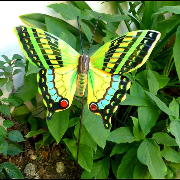 BUTTERFLY, Garden Art - Painted Metal Butterfly, Garden Decor - Garden Markers, Plant Stake, Plant Stick, Yard Art, Metal Art  - PS-514