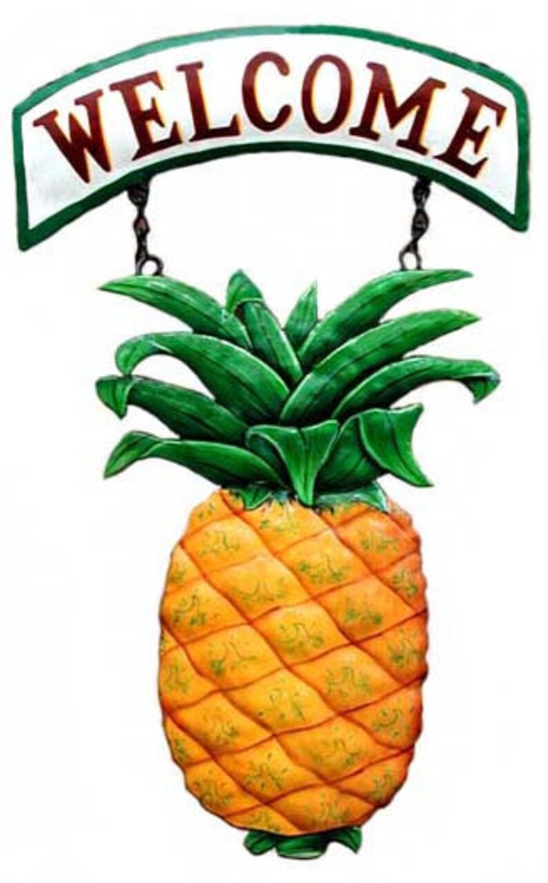 Pineapple Sign Metal Wall Decor Tropical Design Etsy