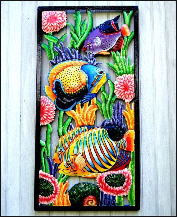 TROPICAL FISH Metal Art Wall Hanging Outdoor Metal Wall Art