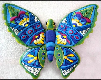 PAINTED BUTTERFLY, Wall Decor, Metal Wall Art, Painted Metal Art, Outdoor Garden Art, Butterflies, Tropical Design Metal Wall Decor, M900BL