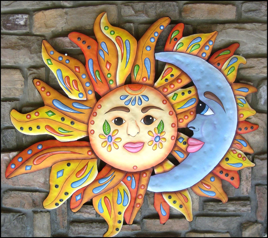 SUN MOON ART, Garden Decor, Outdoor Metal Wall Art, Outdoor Metal Art