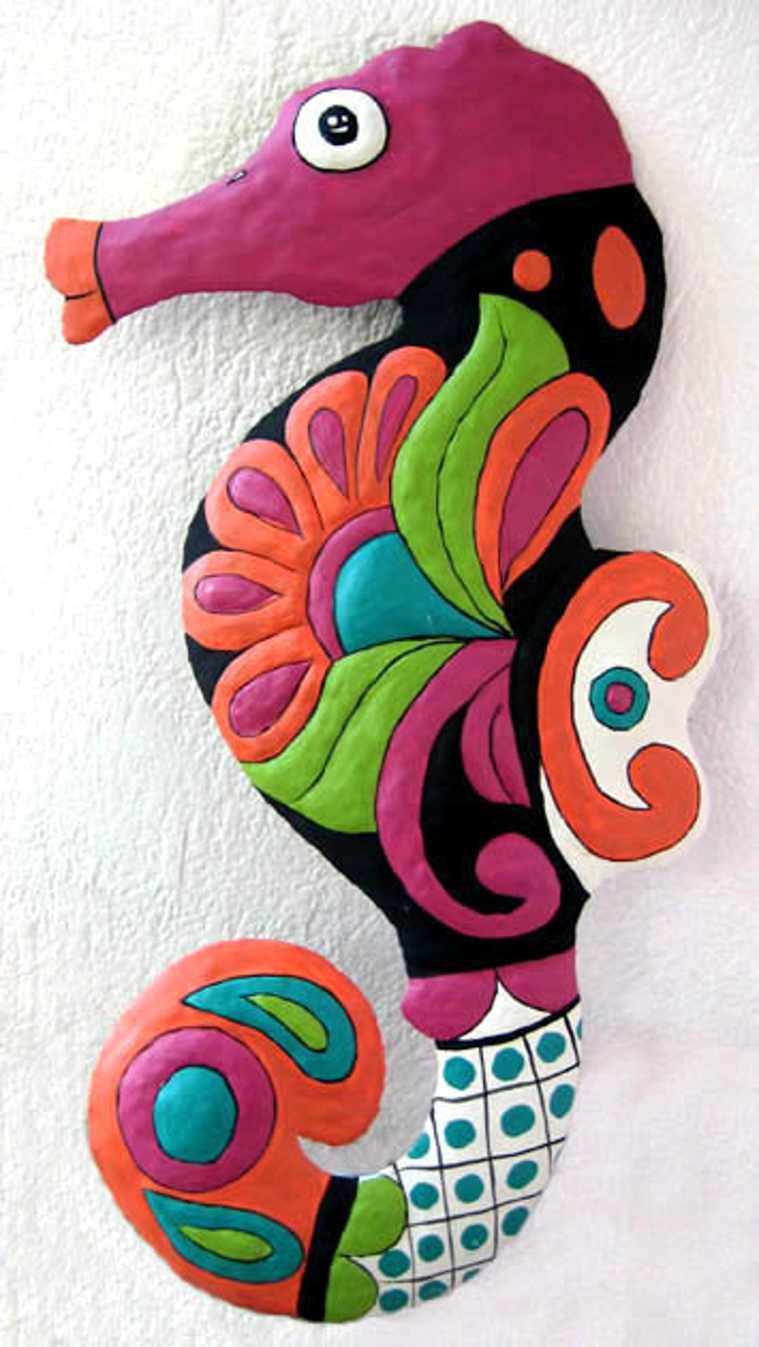 Metal Art Seahorse, Metal Wall Decor, Painted Metal Art, Wall Art