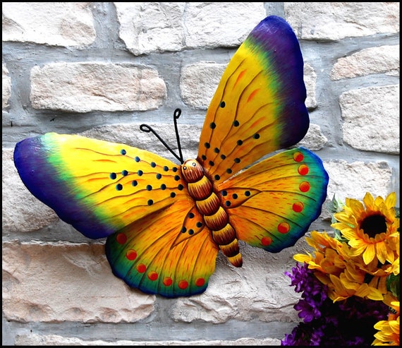 de mariposa colorida - Juego de 6 adornos de mariposas decorativos  coloridos para el hogar y el jardín Placa de pared Sunnimix Escultura de la  pared