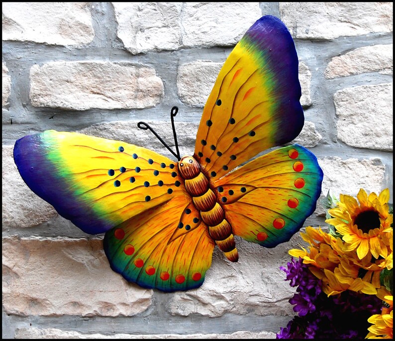 BUTTERFLY Painted Metal Butterfly Art Outdoor Metal Art Etsy