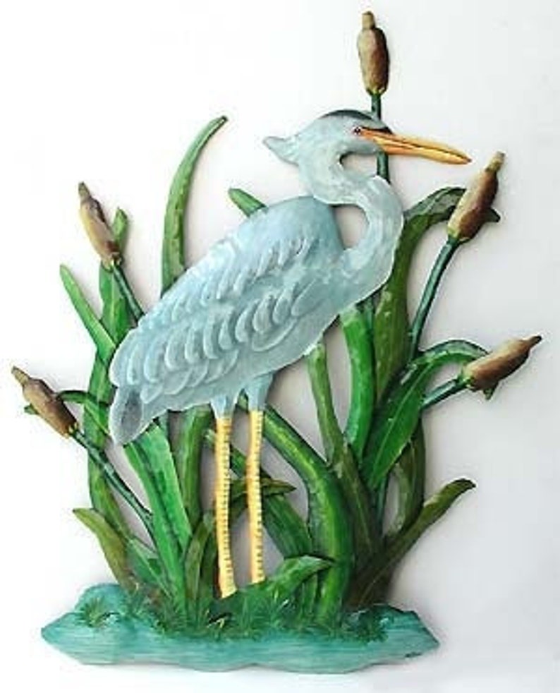 Metal Wall Art Egret Metal Wall Hanging Hand Painted Etsy Australia
