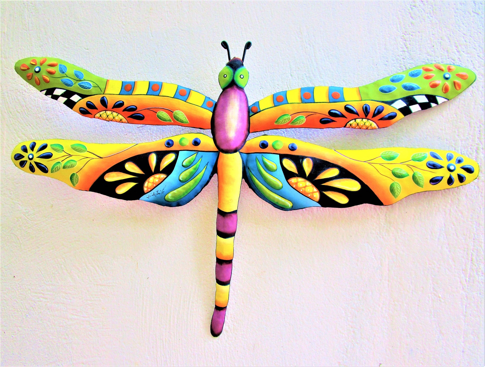 DRAGONFLY Metal Art Painted Metal Dragonfly Wall Hanging Etsy