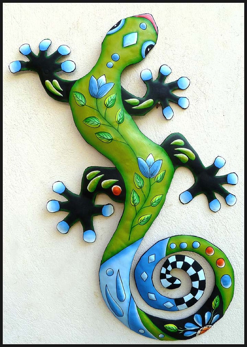 GECKO Painted Metal Outdoor Metal Art Gecko Art Gecko Etsy