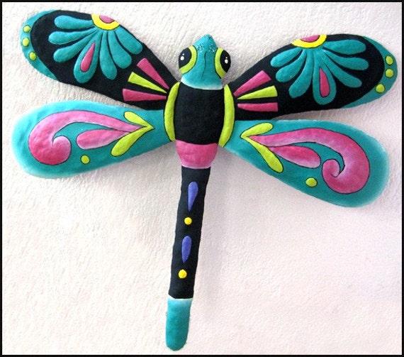 Painted Metal Dragonfly Outdoor Metal Art Garden Art Etsy