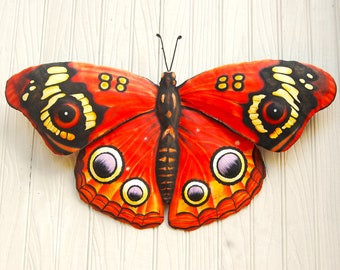 BUTTERFLY, Painted Metal Butterfly Art, Outdoor Metal Art, Painted Butterfly Wall Hanging, Garden Art, Garden Decor,  BU-520-OR
