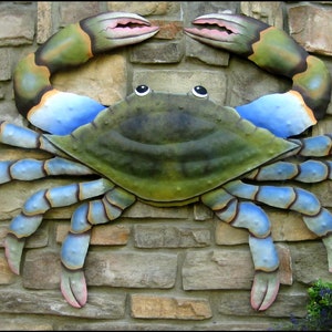 COASTAL DECOR, Large Blue Crab, Garden Decor, Nautical Decor