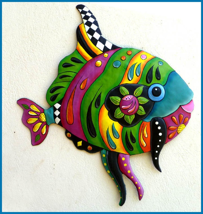 TROPICAL FISH Wall Hanging Hand Painted Metal Outdoor Metal | Etsy