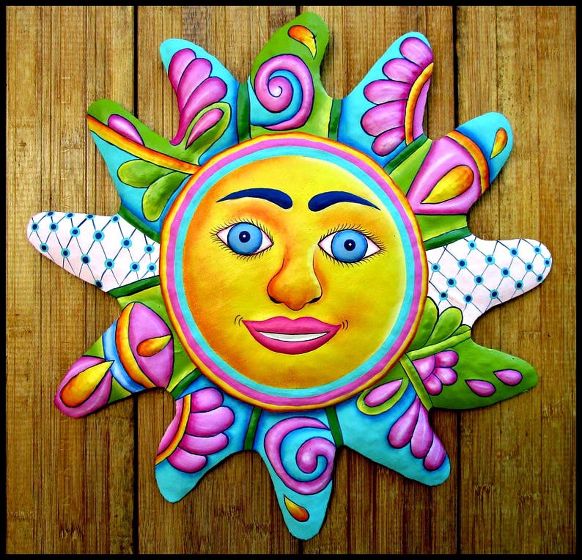 PAINTED METAL SUN Outdoor Metal Art Wall Decor Sun Garden Etsy