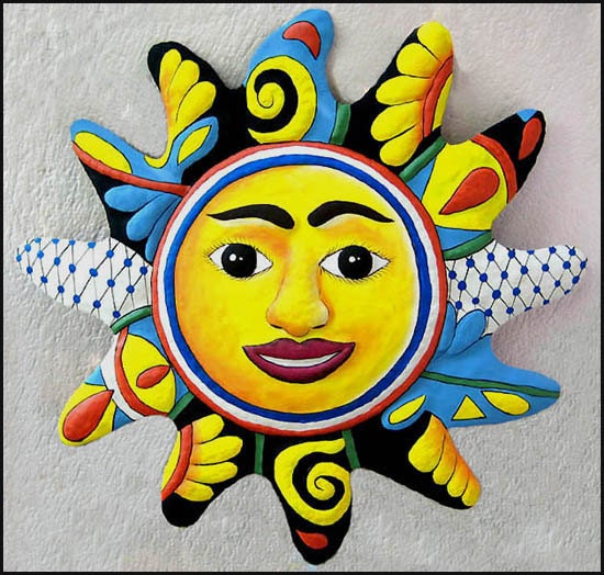 SUN Design Metal Wall Art Painted Metal Sun Wall Hanging Etsy