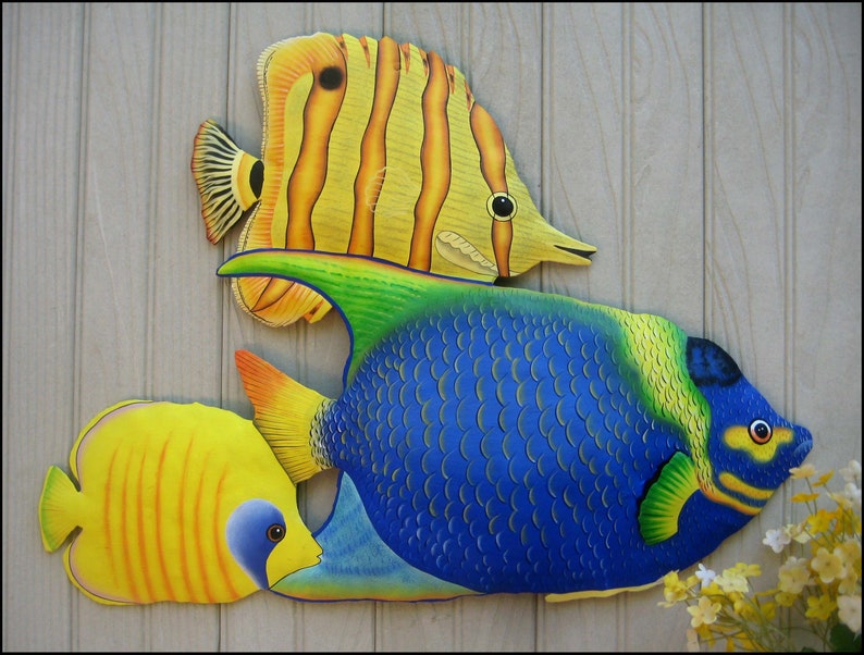 TROPICAL FISH Metal Art Painted Metal Wall Art Haitian Art Etsy